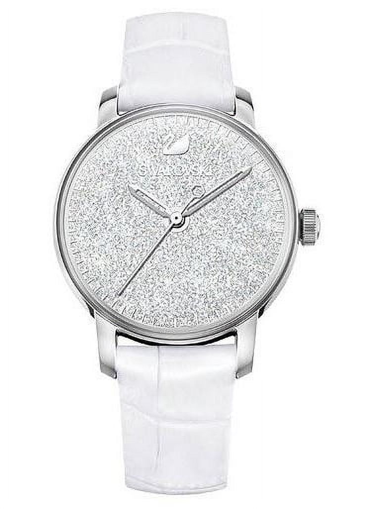 Swarovski White Crystalline Ladies Watch Swarovski Crystalline Aura Silver Dial White Leather Strap  main image 2