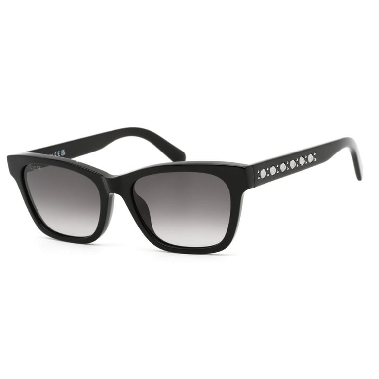 Swarovski Women's Shiny Black Rectangle Sunglasses w