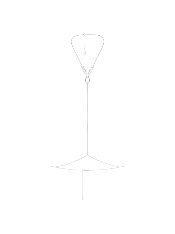 x SKIMS body chain Mixed cuts, Box chain, Y-shape, White, Stainless Steel -5678062