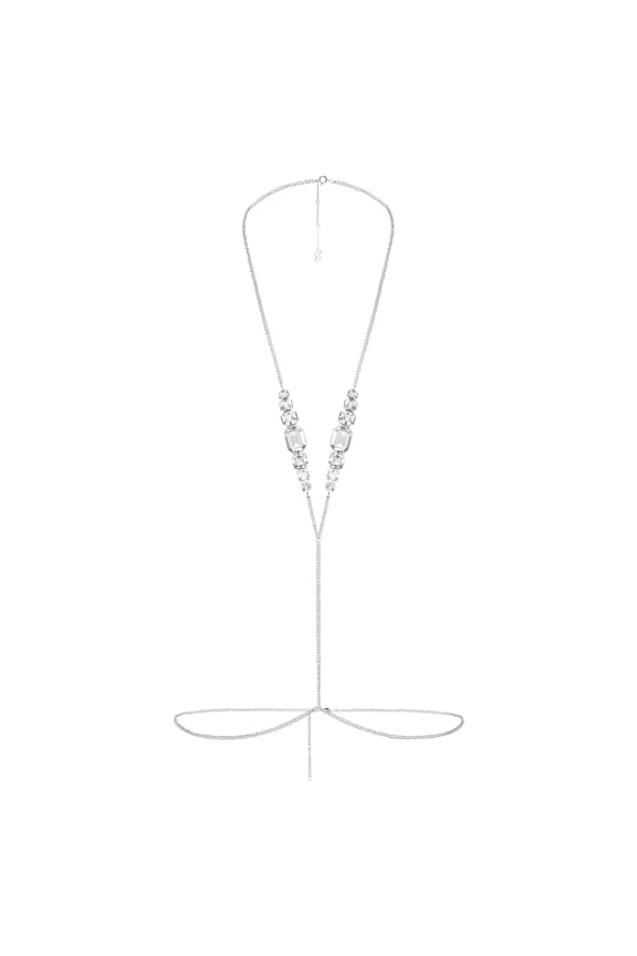 x SKIMS body chain Mixed cuts, V-shape, White, Stainless Steel -5678061