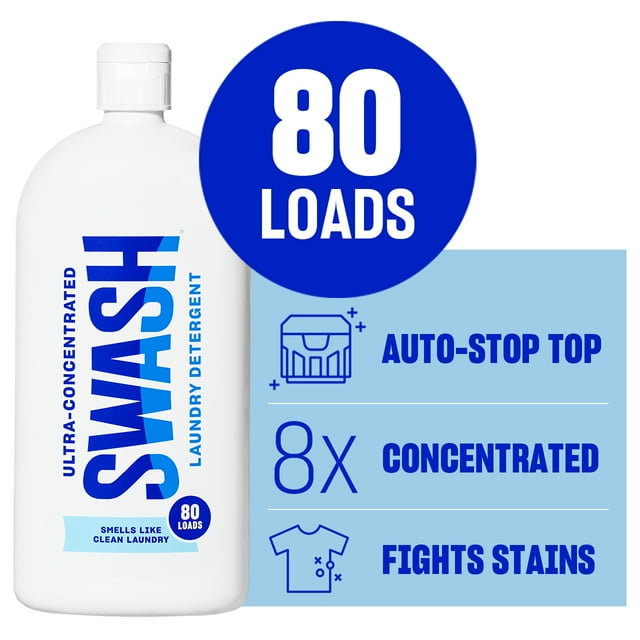 Swash® Smells Like Clean Laundry HE Ultra-Concentrated Liquid Laundry Detergent, SWHLDLFL2S, 80 Loads, 30 fl. oz.