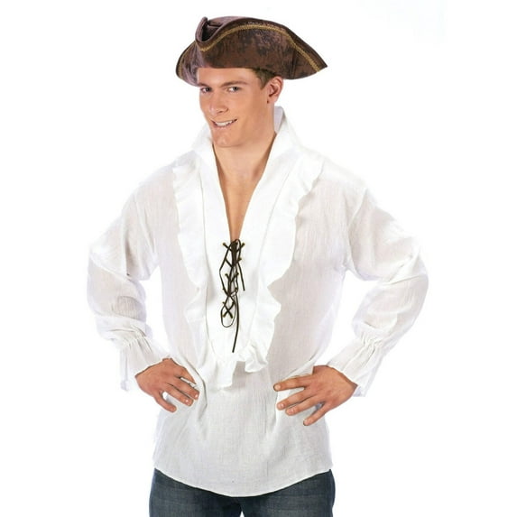 Adult's Mens White Renaissance Peasant Pirate Shirt Costume One Size