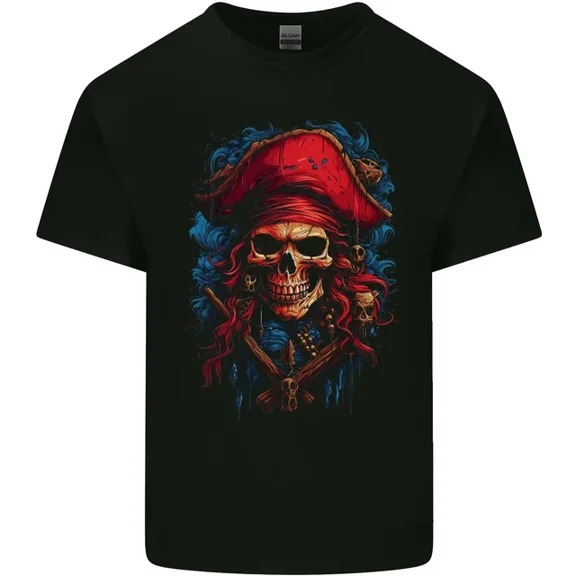Swashbuckling Pirate Skull Mens Womens T-Shirt