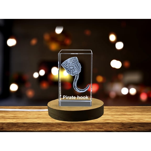 Swashbuckling Symbol - Pirate Hook Immortalized in 3D Engraved Crystal