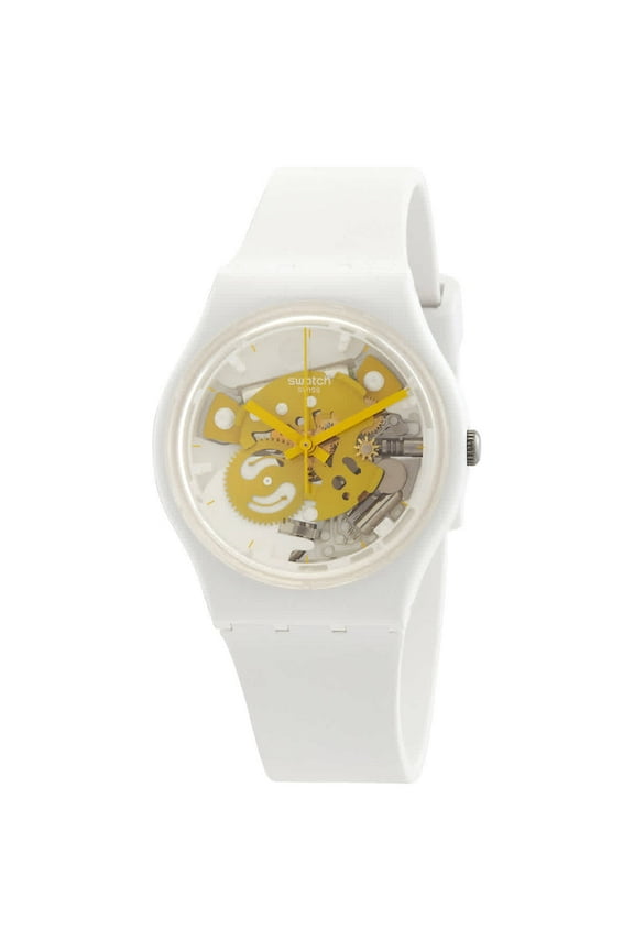 Bioceramic Time To Yellow Small Quartz White Dial Unisex Watch SO31W105