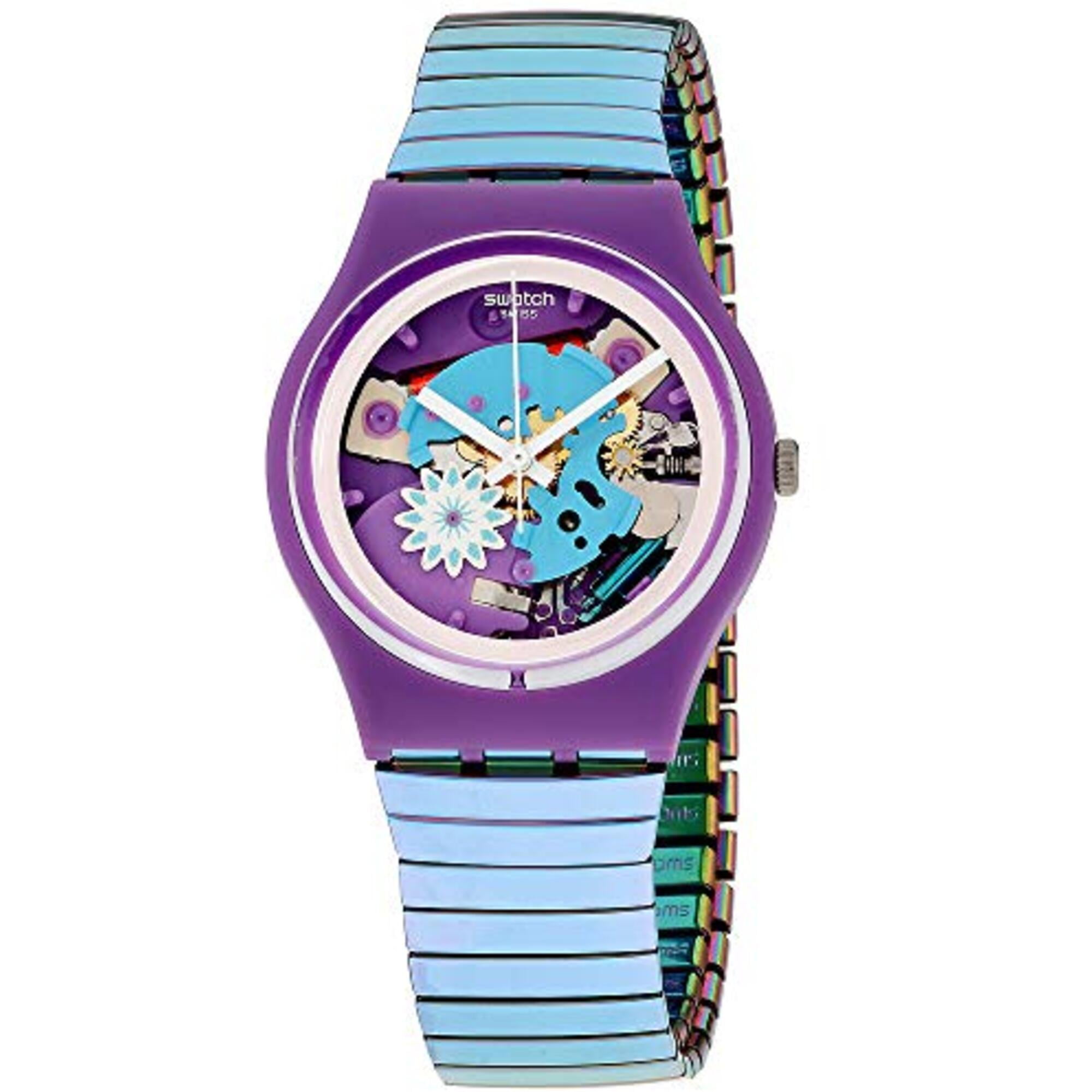 Swatch GV129B Women's Violet Steel Bracelet Watch, Flowerflex