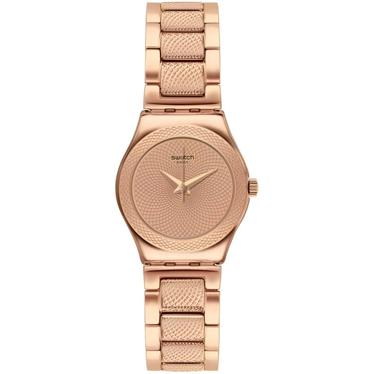 Swatch Women s 12mm Stainless Steel Bracelet Quartz Wristwatch Rose Gold YSG163G