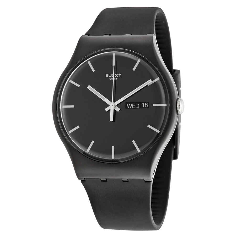 Swatch Mono Black Dial Black Silicone Men's Watch SUOB720
