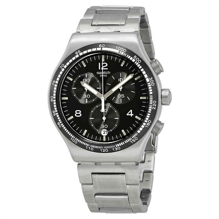 Swatch Night Flight Chronograph Black Dial Men s Watch YVS444G