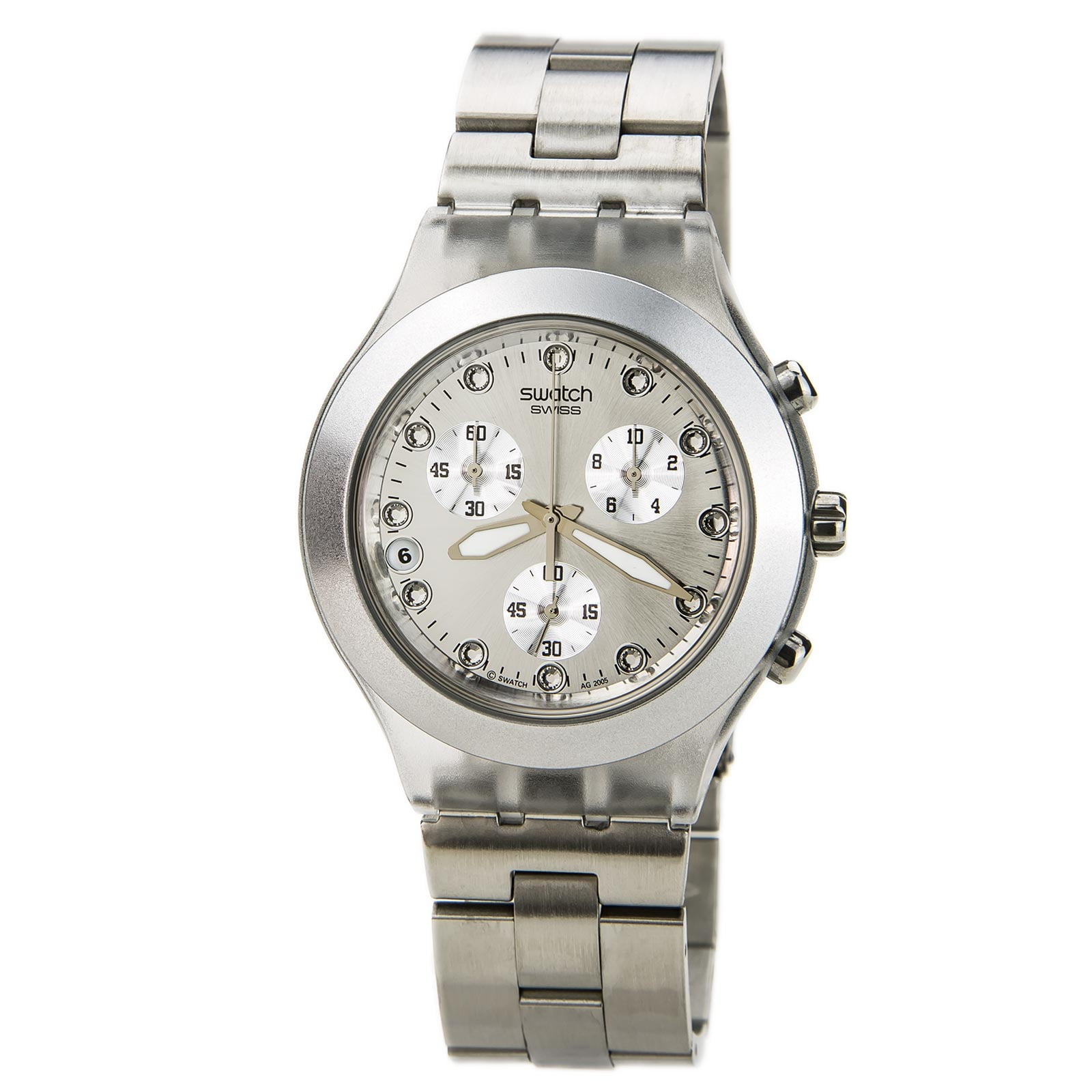 Swatch SVCK4038G Men s Full Blooded Silver Dial Chronograph Watch