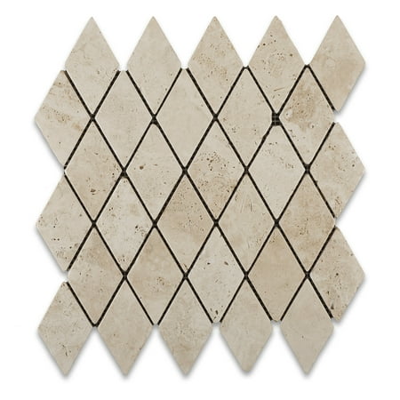 Ivory Travertine 2 X 4 Tumbled Diamond Mosaic Tile Sample