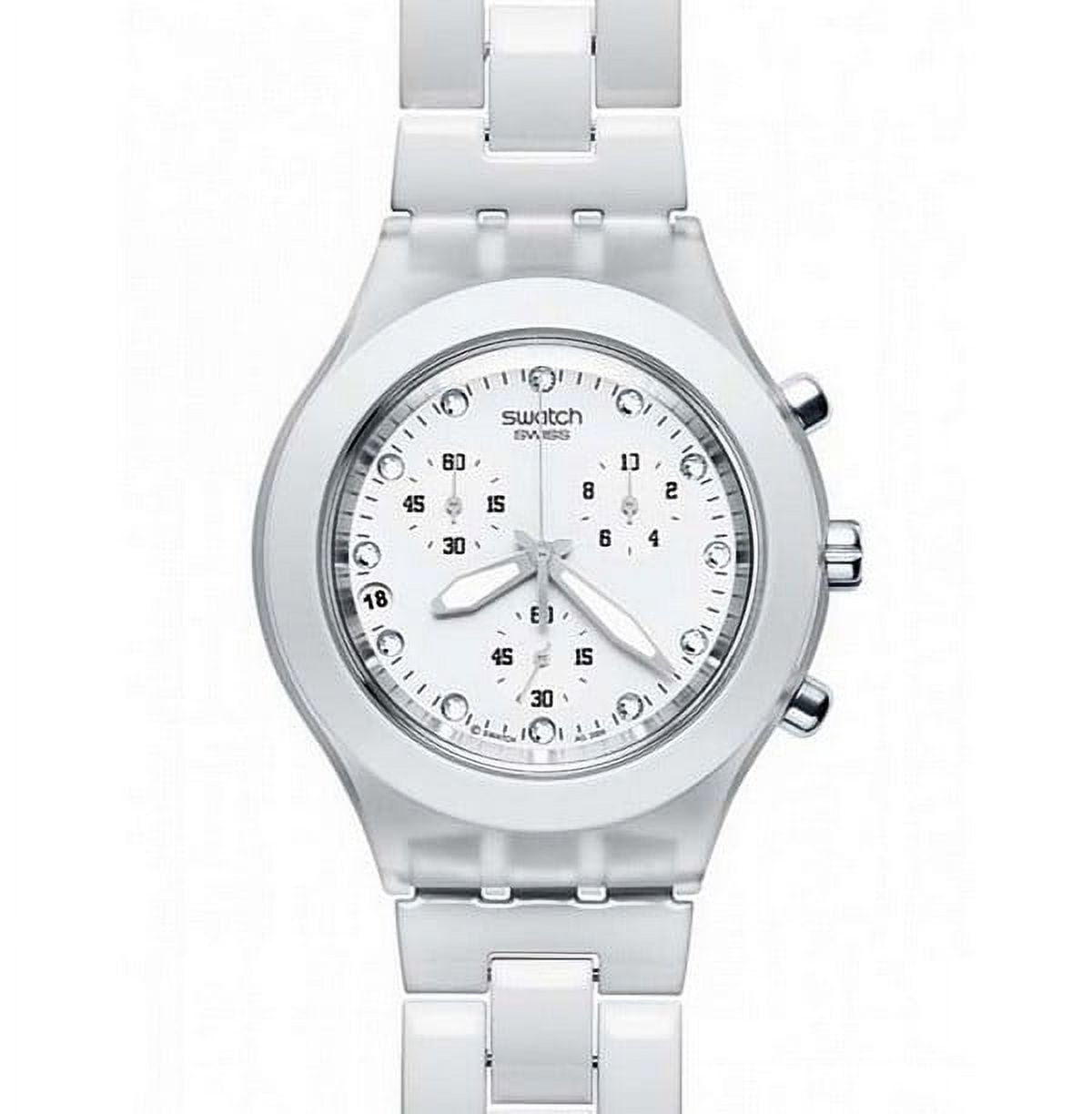 Swatch SVCK4045AG ホワイトダイヤル腕時計。b Swatch Unisex SVCK4045AG Chronograph Date Plastic White Dial Watch