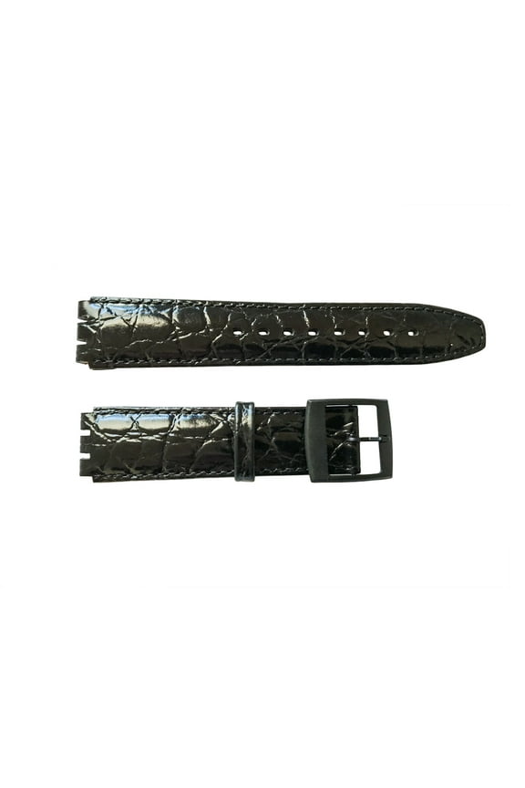 special strap of artificial leather with stitch and plastic clasp black 17mm