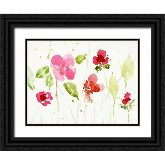 Swatland, Katie 14x12 Black Ornate Wood Framed with Double Matting Museum Art Print Titled - Watery Impatiens II
