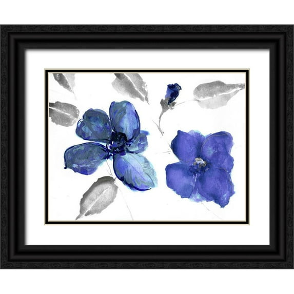 Swatland, Katie 32x25 Black Ornate Wood Framed with Double Matting Museum Art Print Titled - Indigo Enchantment II