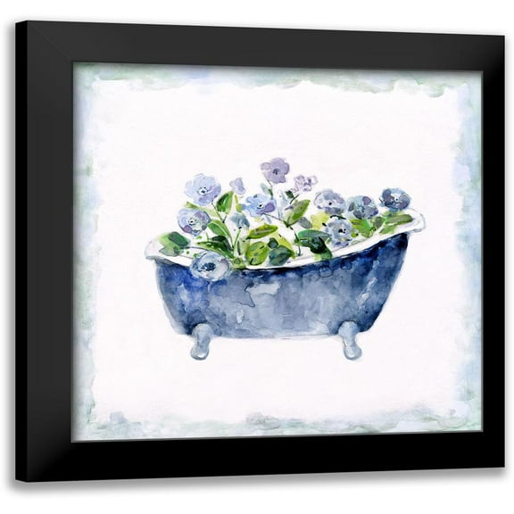 Swatland, Sally 12x12 Black Modern Framed Museum Art Print Titled - Blue Bouquet Bath II