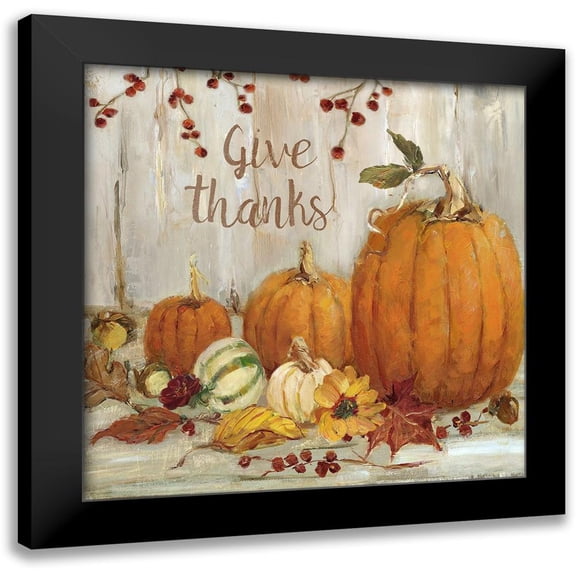 Swatland, Sally 12x12 Black Modern Framed Museum Art Print Titled - Pumpkin Patch Give Thanks