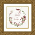 thumbnail image 1 of Swatland, Sally 12x12 Gold Ornate Wood Framed with Double Matting Museum Art Print Titled - Blush Springtime Wreath II, 1 of 4