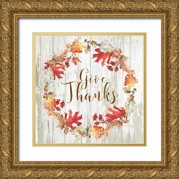Swatland, Sally 12x12 Gold Ornate Wood Framed with Double Matting Museum Art Print Titled - Give Thanks