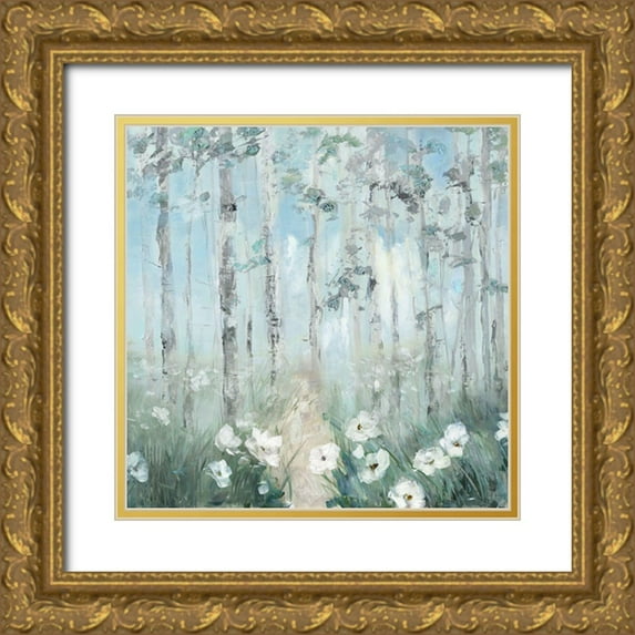 Swatland, Sally 12x12 Gold Ornate Wood Framed with Double Matting Museum Art Print Titled - Magical Birch Grove
