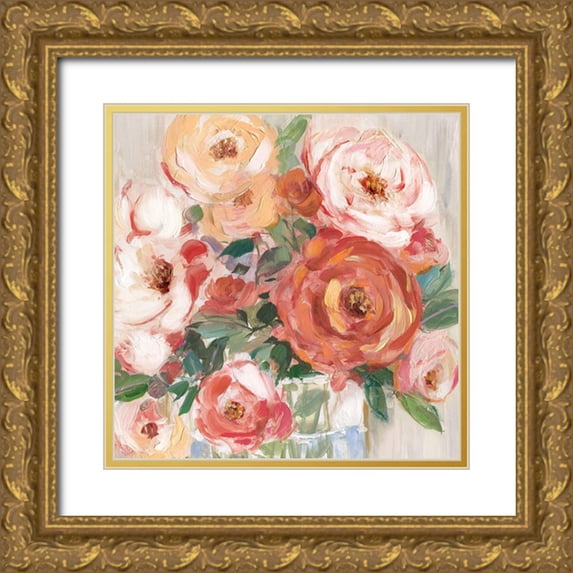 Swatland, Sally 12x12 Gold Ornate Wood Framed with Double Matting Museum Art Print Titled - Naive Bouquet II