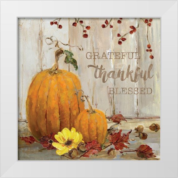 Swatland, Sally 12x12 White Modern Wood Framed Museum Art Print Titled - Pumpkin Patch Grateful