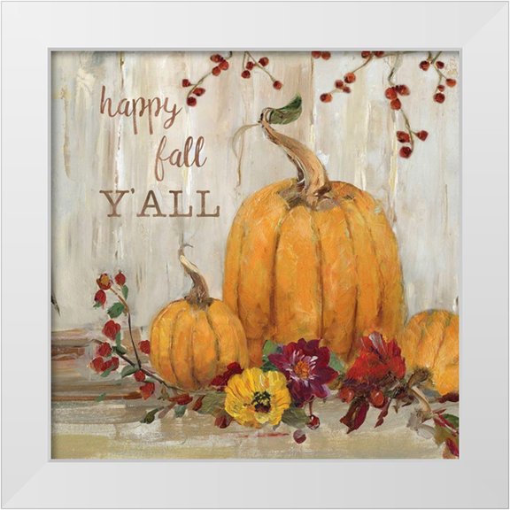 Swatland, Sally 12x12 White Modern Wood Framed Museum Art Print Titled - Pumpkin Patch Happy Fall