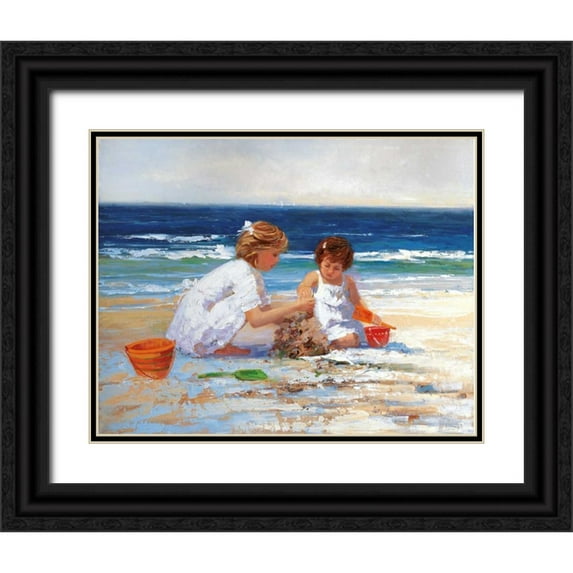 Swatland, Sally 14x12 Black Ornate Wood Framed with Double Matting Museum Art Print Titled - On the Shore