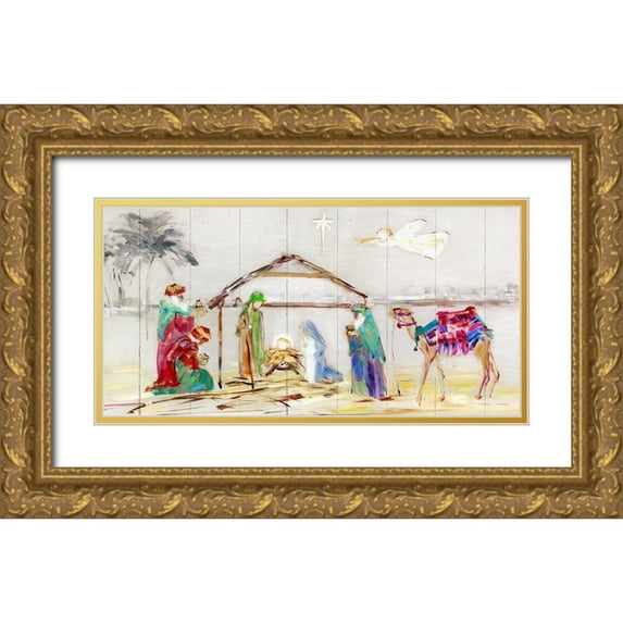 Swatland, Sally 14x9 Gold Ornate Wood Framed with Double Matting Museum Art Print Titled - Nativity