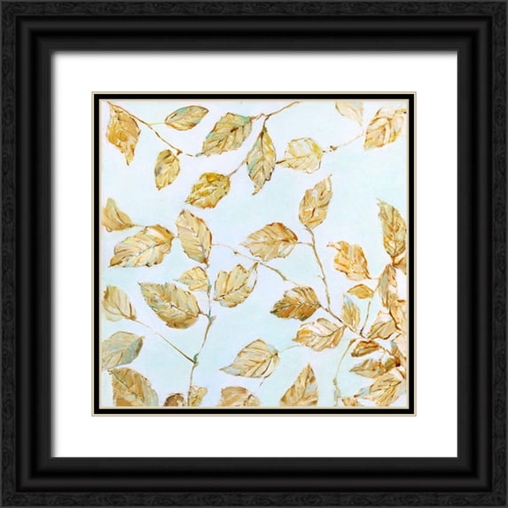 Swatland, Sally 15x15 Black Ornate Wood Framed with Double Matting Museum Art Print Titled - Dancing Birch Leaves