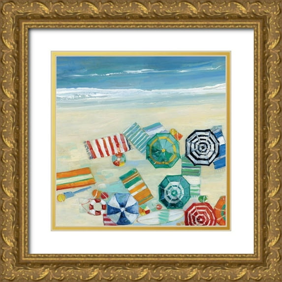 Swatland, Sally 15x15 Gold Ornate Wood Framed with Double Matting Museum Art Print Titled - Beach Fun II
