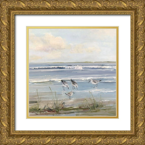 Swatland, Sally 15x15 Gold Ornate Wood Framed with Double Matting Museum Art Print Titled - Beach Hopping