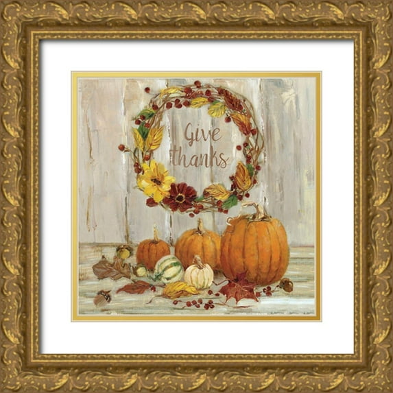 Swatland, Sally 15x15 Gold Ornate Wood Framed with Double Matting Museum Art Print Titled - Pumpkin Patch V