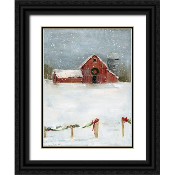 Swatland, Sally 15x18 Black Ornate Wood Framed with Double Matting Museum Art Print Titled - Christmas on the Farm II
