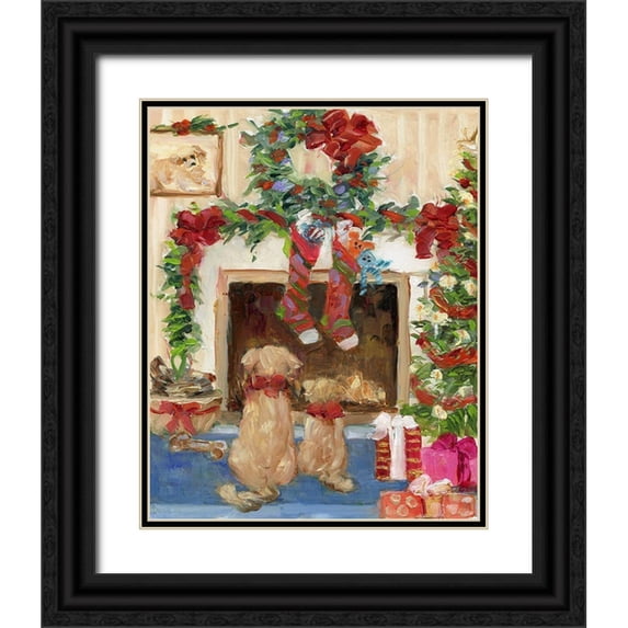 Swatland, Sally 20x24 Black Ornate Wood Framed with Double Matting Museum Art Print Titled - Santa Watch