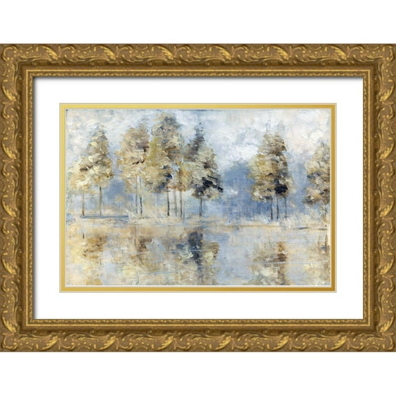 Swatland, Sally 24x17 Gold Ornate Wood Framed with Double Matting Museum Art Print Titled - Blue Golden Forest