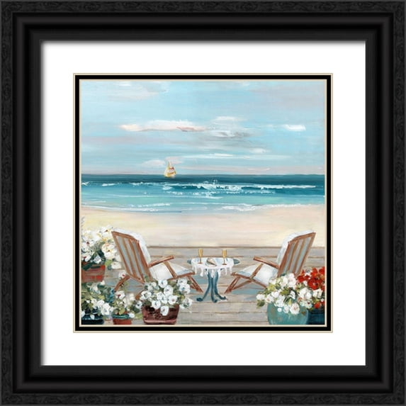 Swatland, Sally 26x26 Black Ornate Wood Framed with Double Matting Museum Art Print Titled - Beach Bistro