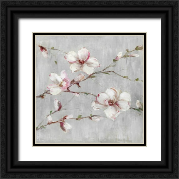 Swatland, Sally 26x26 Black Ornate Wood Framed with Double Matting Museum Art Print Titled - Magnolia Spring I