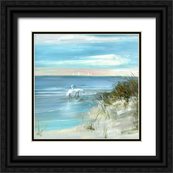 Swatland, Sally 26x26 Black Ornate Wood Framed with Double Matting Museum Art Print Titled - Shore Fishing