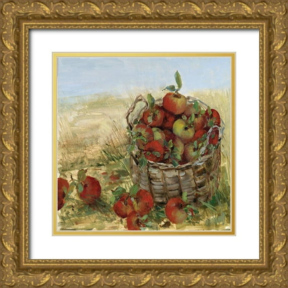 Swatland, Sally 26x26 Gold Ornate Wood Framed with Double Matting Museum Art Print Titled - Apple Picking II