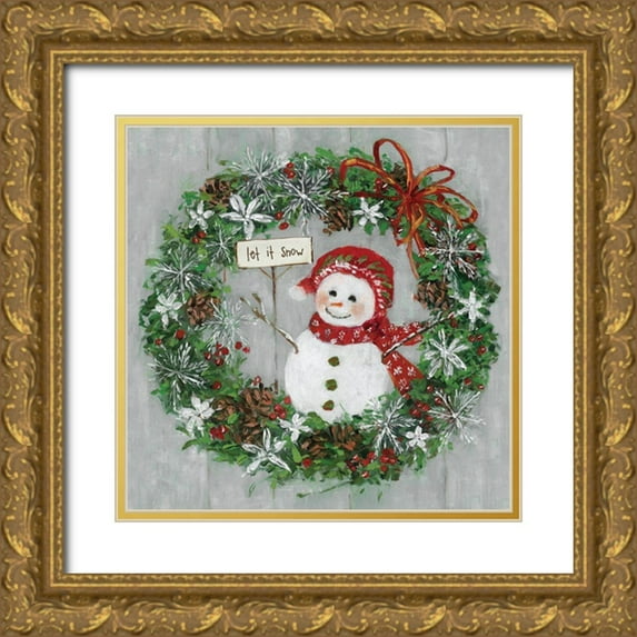 Swatland, Sally 26x26 Gold Ornate Wood Framed with Double Matting Museum Art Print Titled - Mrs. Snowman