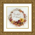 thumbnail image 1 of Swatland, Sally 26x26 Gold Ornate Wood Framed with Double Matting Museum Art Print Titled - Thankful and Blessed Harvest Wreath, 1 of 4