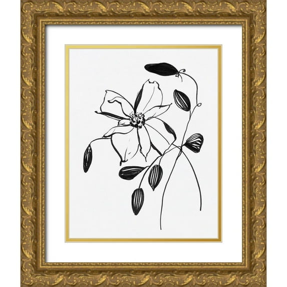 Swatland, Sally 26x32 Gold Ornate Wood Framed with Double Matting Museum Art Print Titled - Wild Clematis II