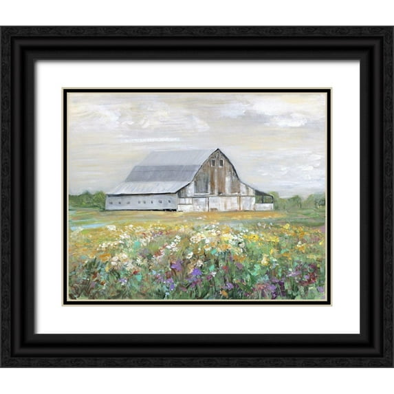 Swatland, Sally 32x26 Black Ornate Wood Framed with Double Matting Museum Art Print Titled - Country Fields