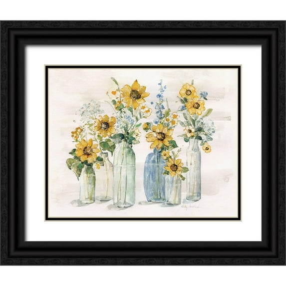 Swatland, Sally 32x26 Black Ornate Wood Framed with Double Matting Museum Art Print Titled - Sunflower