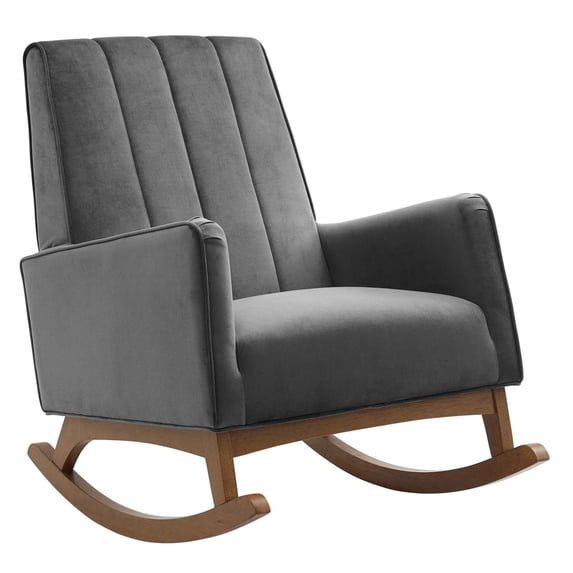 Modway Sway Performance Velvet Rocking Chair in Gray