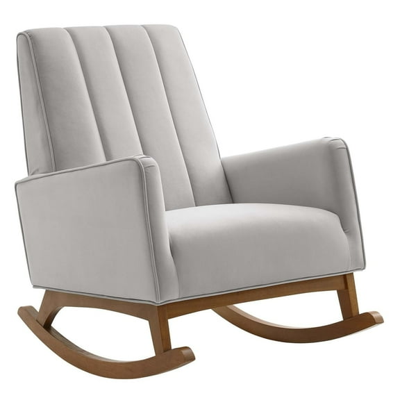 Modway Sway 20.5"H Modern Performance Velvet Rocking Chair in Light Gray