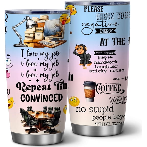 Swaybox Office Humor Tumbler, 20oz Stainless Steel Insulated Coffee Cup, Travel Mug, Work Quotes, for Employees, Coworkers, Bosses, Workplace Gift, 1 Pc, White