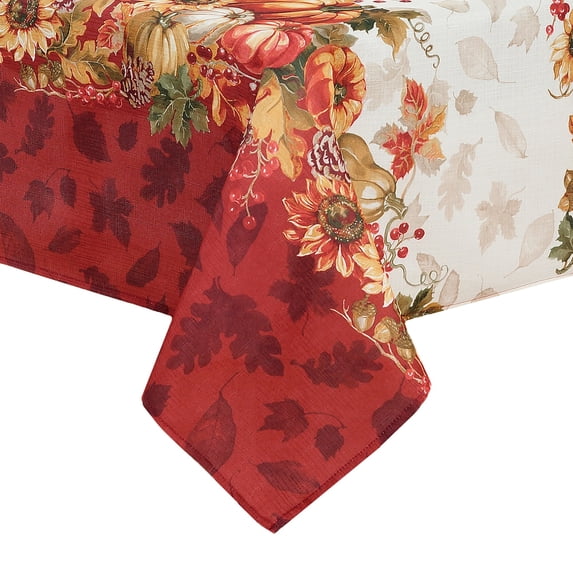 Elrene Home Fashions Swaying Leaves Bordered Fall Tablecloth, Multicolor, 60" x 120" Rectangle