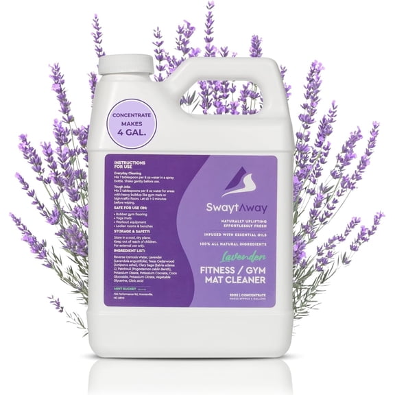 SwaytAway Fitness Mat Cleaner Concentrate 32oz Lavender Essential Oil Formula Aromatherapy Yoga Mat Spray for Home & Studio Makes 4 Gal Natural Scented Cleaning Solution